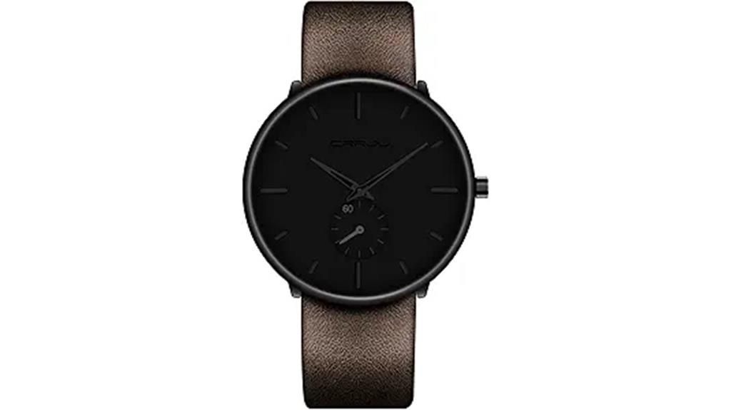 slim waterproof leather watch