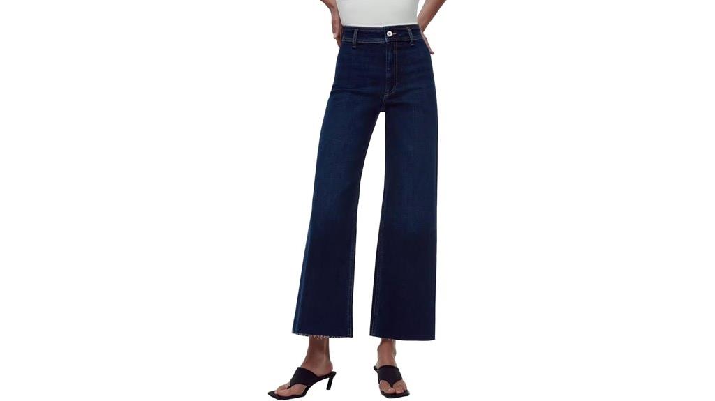 stretchy high waisted wide jeans