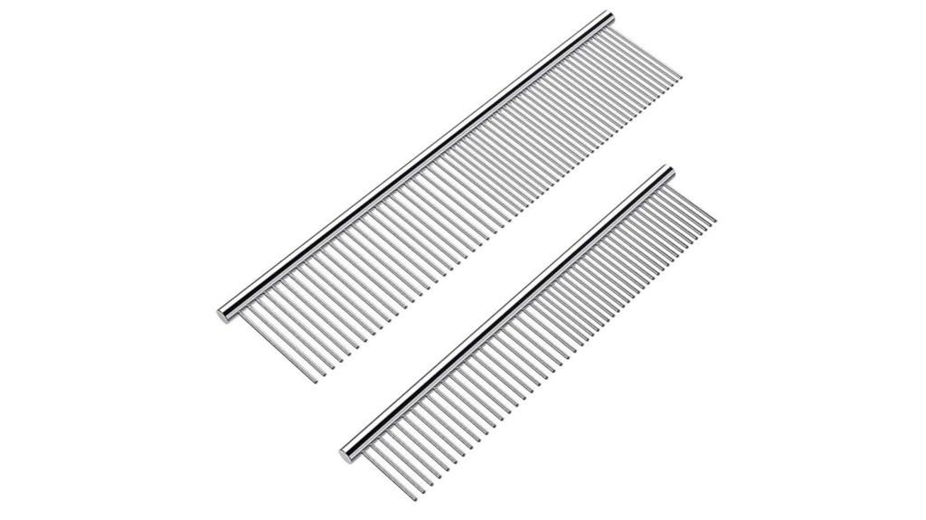 two stainless steel dog combs