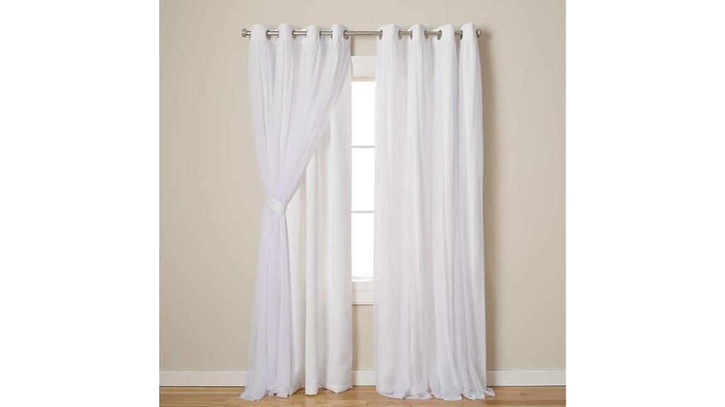 white layered curtain panels