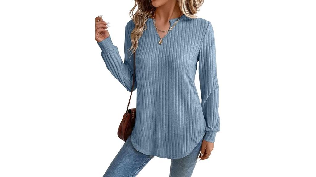 women s long sleeve v neck tops