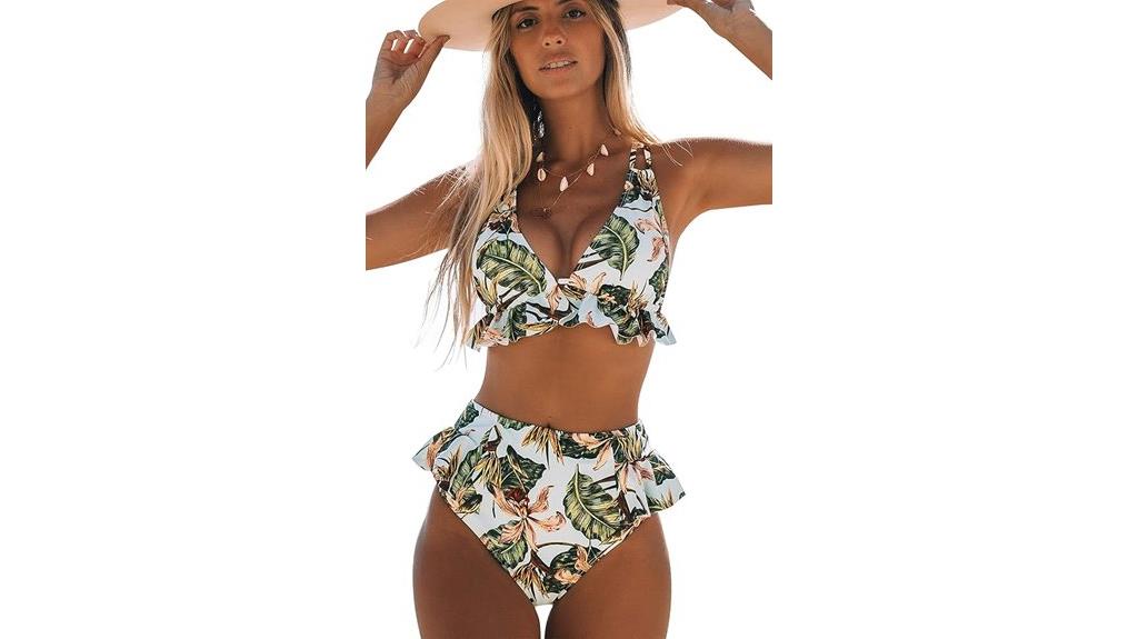 women s ruffled high waist bikini