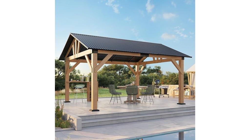 wooden gazebo with hardtop