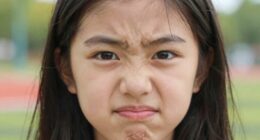 girl s uncertain facial expression