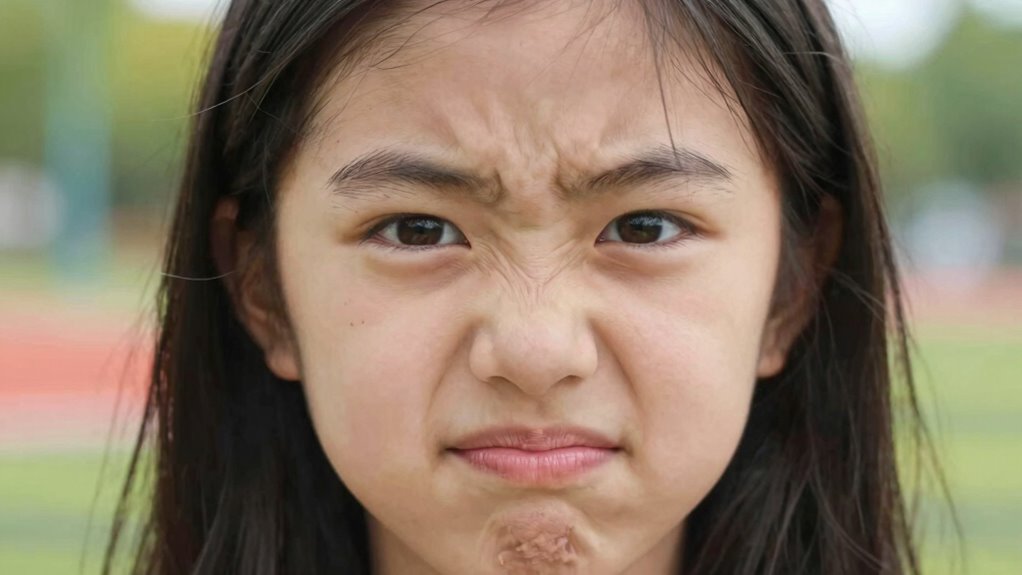 girl s uncertain facial expression