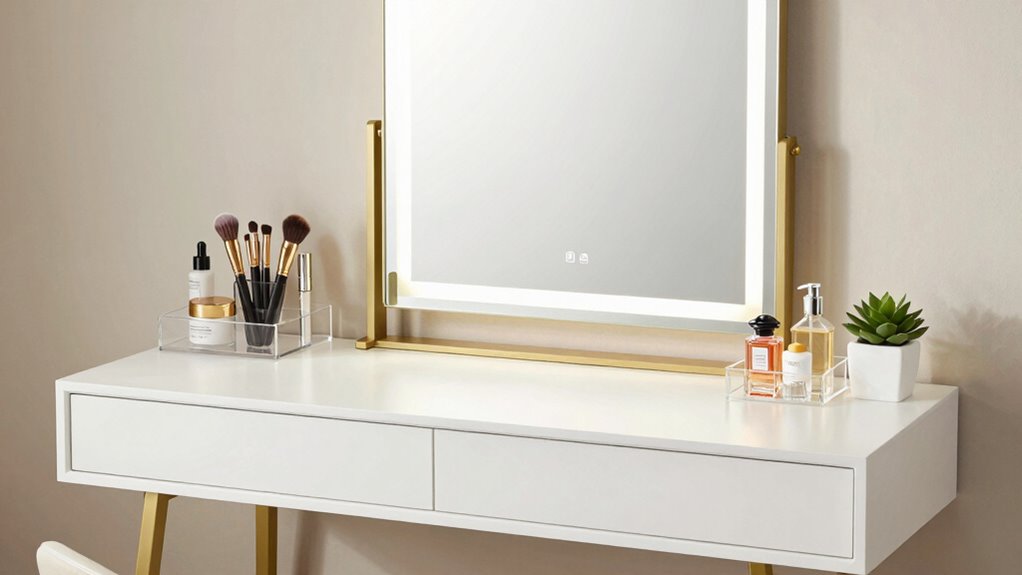 organized well lit vanity setup