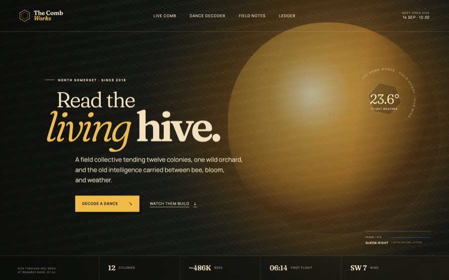The Comb Works — Bees, decoded — Agent Simulation and Visual Mapping