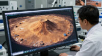 High-Res Photo Shows Sand-Capped Butte Rising From Mars Plain Of Polygons